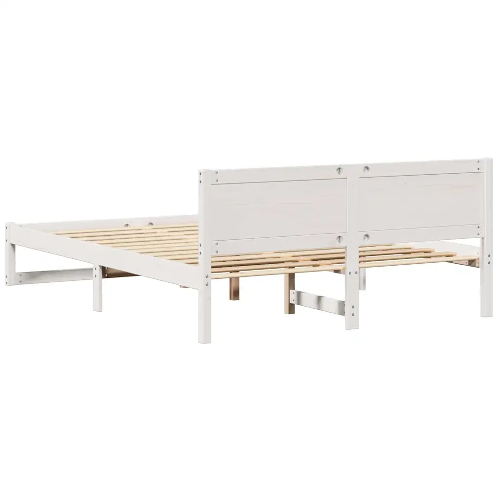 Struttura del letto Bianco 150 x 200 cm Pino massello 873269
