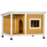 Cuccia per cani con veranda ¨C zephmum ¨C legno naturale, arancione, 85.5x62x60 cm