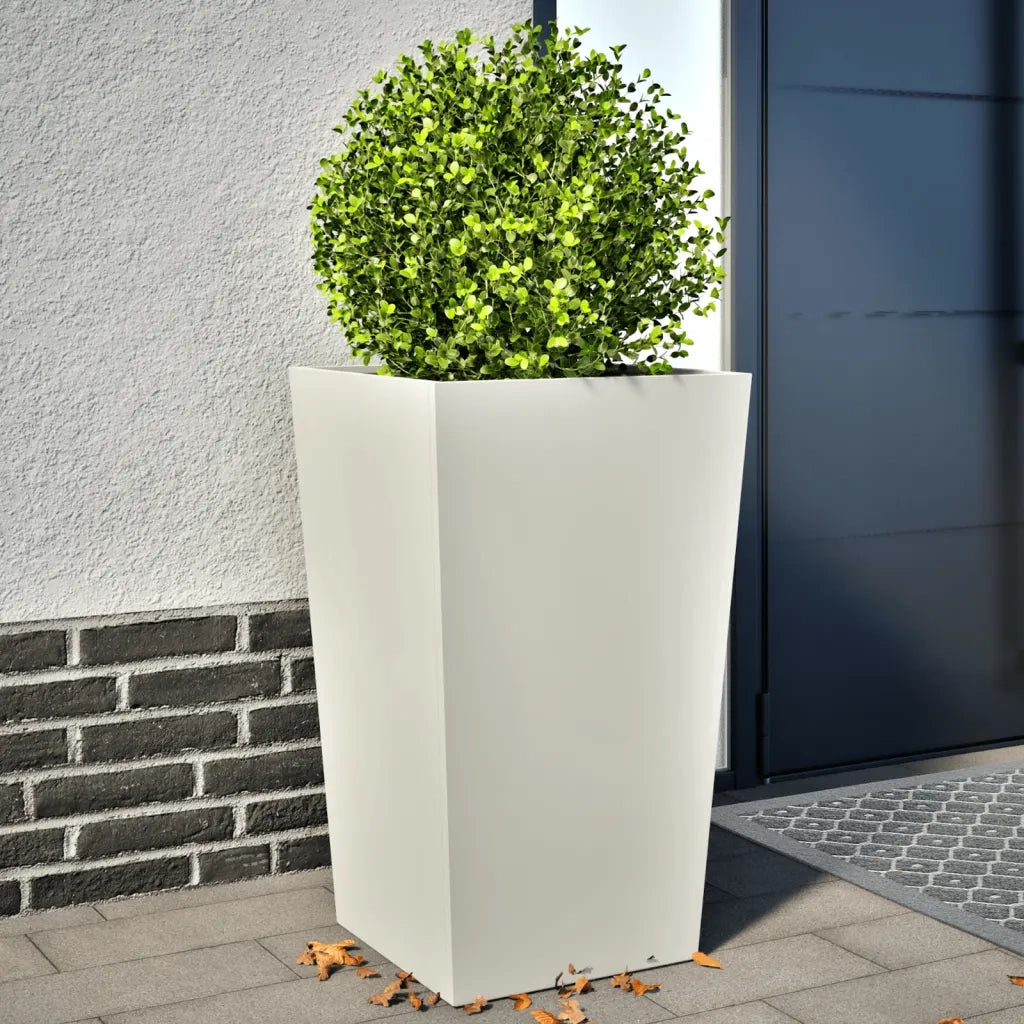 2 pz Fioriere | Cassetta per fiori | Vaso da Giardino Bianche 45x45x75 cm in Acciaio