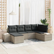 Set Divano da Giardino 6 pcs Grigio chiaro polyrattan