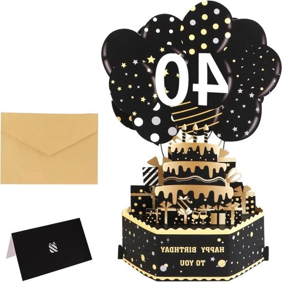 Carta di compleanno 40 anni donna uomo - Numeri 0-9 - Carta 3D di compleanno - Regalo 40° compleanno - Carte di compleanno per 40enne - Donna uomo - Idee - 40° compleanno