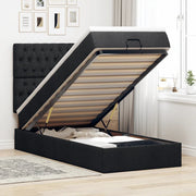 Pouf Letto con Materasso Nero 90x200 cm in Tessuto 3313211