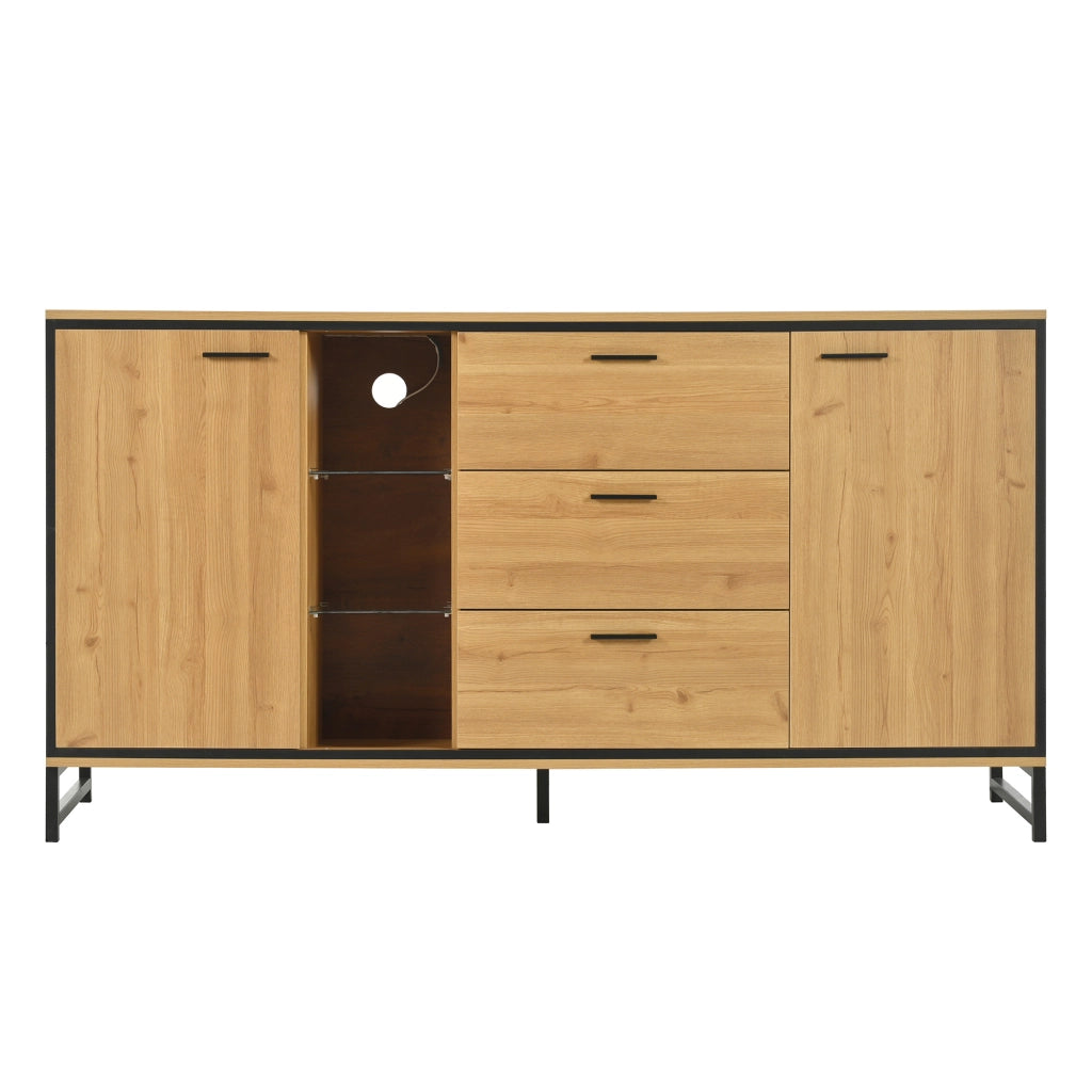 Credenza con Cassetti in Legno ¨C Xylo ¨C Nero e Effetto Legno, Design Moderno