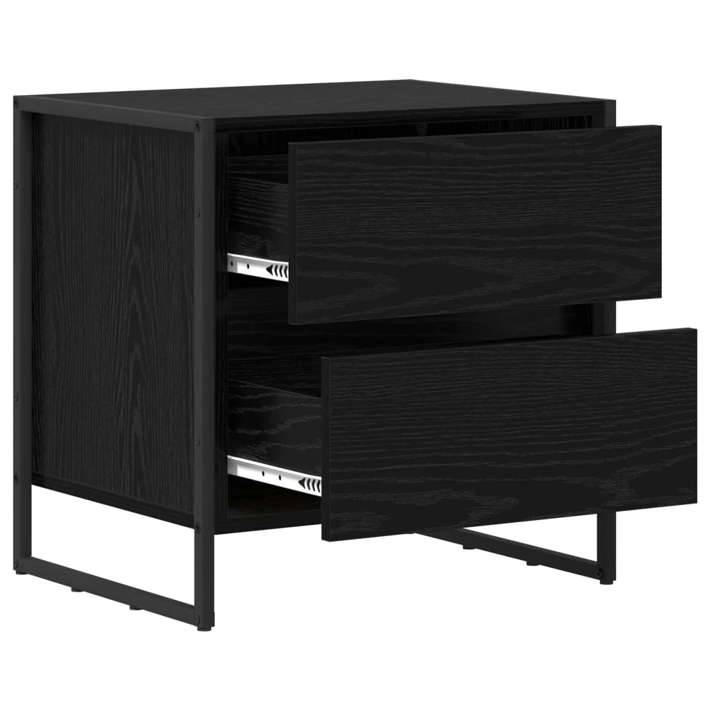 Comodino | Armadio da Notte | Mobiletto da notte Rovere Nero 50 x 39.5 x 50 cm Legno multistrato