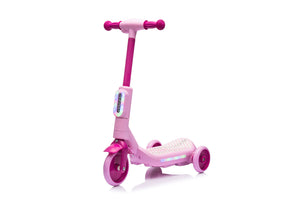 Monopattino Elettrico Deluxe a 3 Ruote 67x32x69 cm Luci LED RGB Casco e Protezioni Incluse Rosa