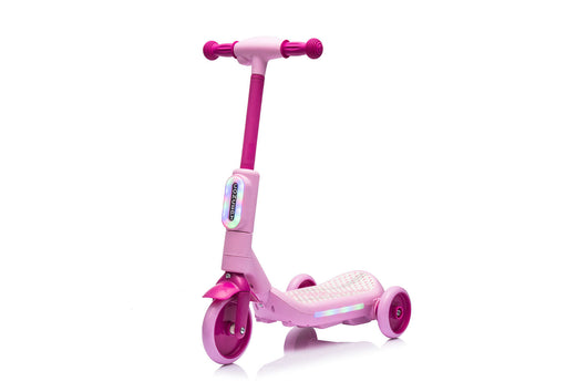 Monopattino Elettrico Deluxe a 3 Ruote 67x32x69 cm Luci LED RGB Casco e Protezioni Incluse Rosa