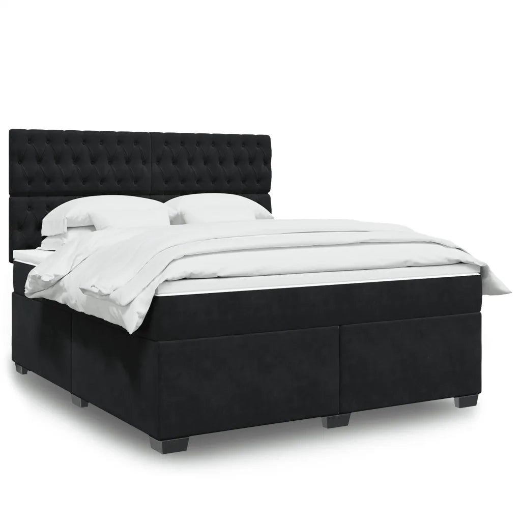 Giroletto a Molle con Materasso Nero 180x200 cm in Velluto 3290986