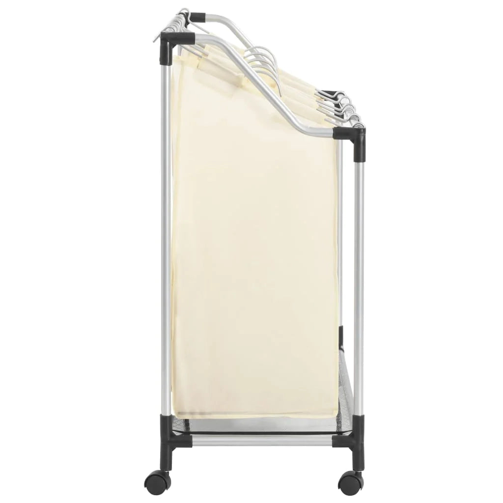 Portabiancheria con 4 sacchi 96 x 40 cm acciaio crema 02_0006203