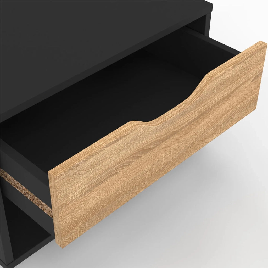 IDMarket - Set di 2 comodini a parete a 1 cassetto CATHY con nicchia effetto faggio nero