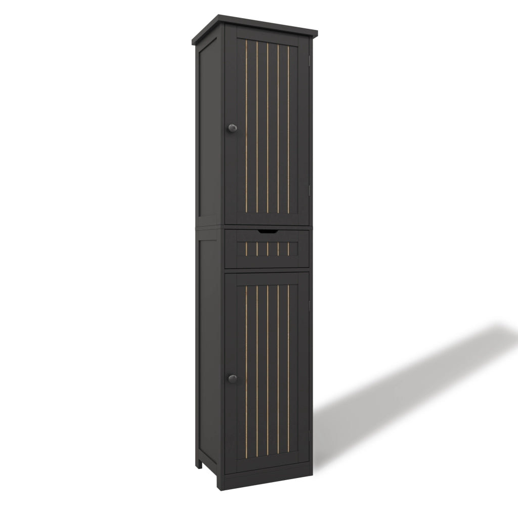 Credenza 40x30x170 cm con 4 ripiani regolabili e sistema antiribaltamento in MDF nero