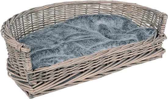 Cuscino per cani in legno di quercia con cuscino rimovibile S - Grigio (61 x 44,5 x 15,5 cm)