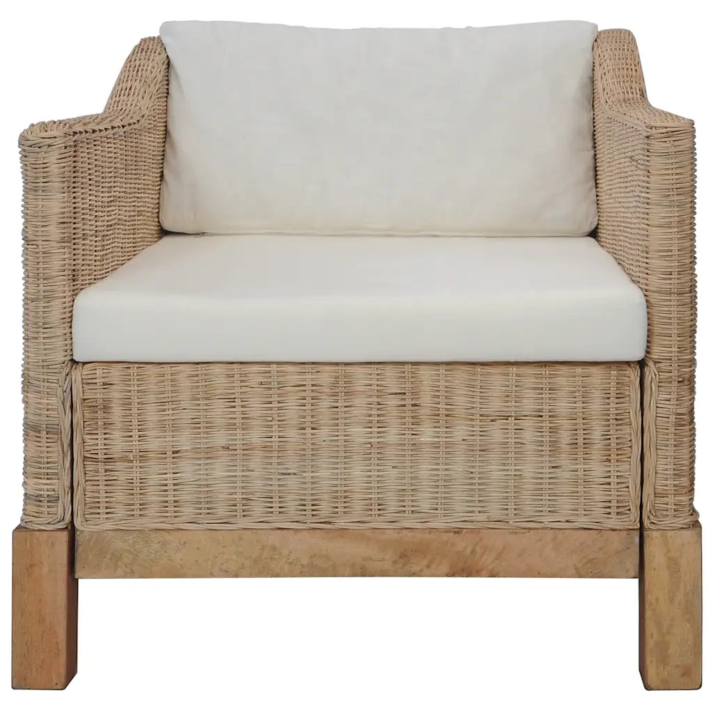 Poltrona | Sedia Relax con Cuscini in Rattan Naturale