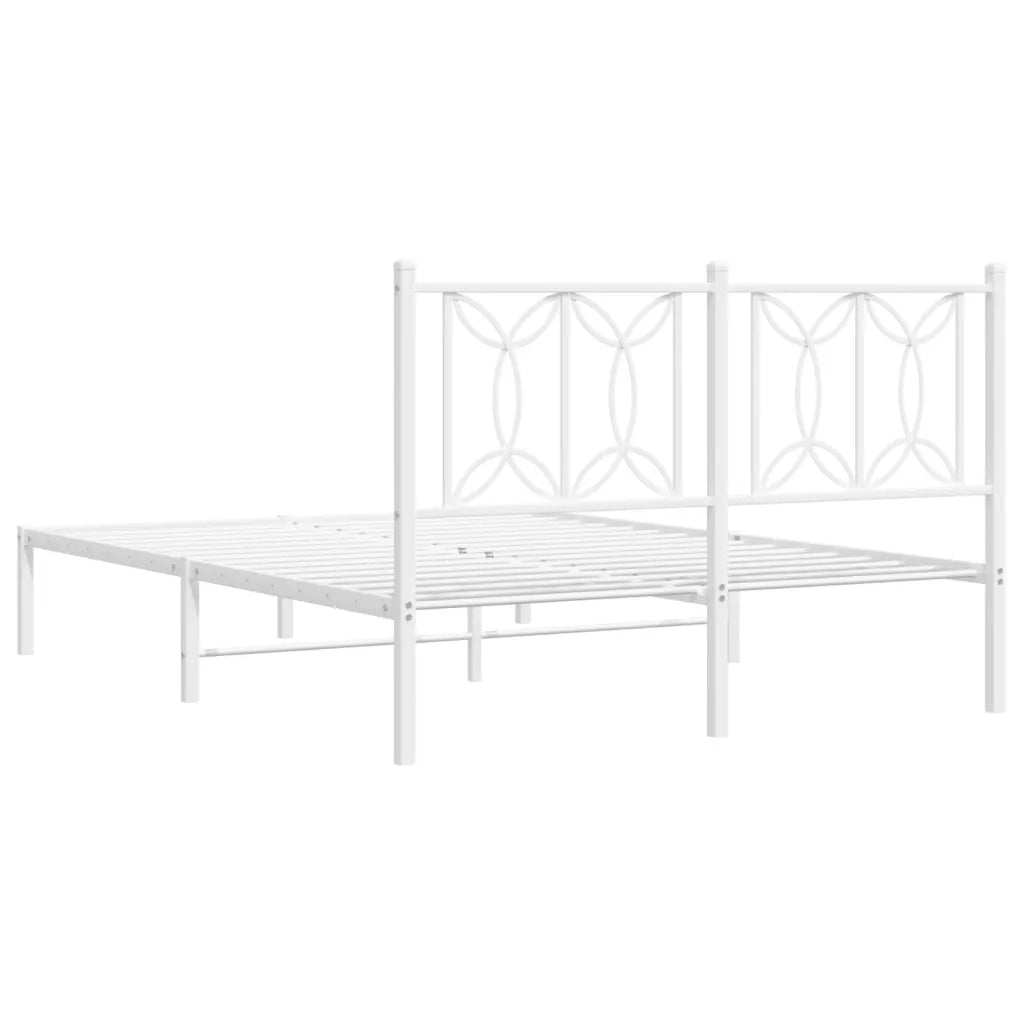 Giroletto con Testiera-Struttura Letto con testiera Metallo Bianco 140x190 cm 904594
