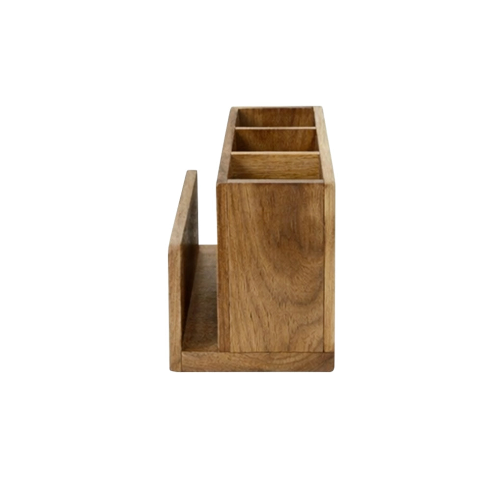 Organizer Posate con Porta-tovaglioli Bambù Naturale 4 Scomparti per Cucina Marrone Cheffinger