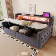 Letto divano con vano contenitore idraulico velluto 90x200 cm