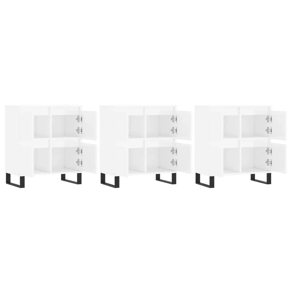 Credenze 3 pz Bianco Lucido in Legno Multistrato 3190207