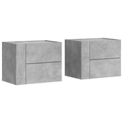 Set di 2 Comodini | Armadio da Notte | Mobiletto da notte a Muro Grigio Cemento 45x30x35 cm