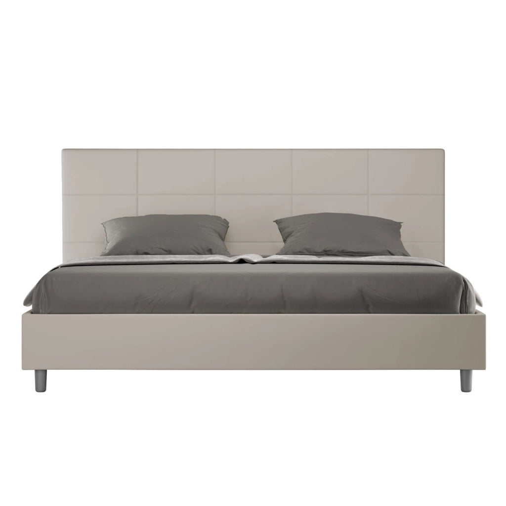 ityhome Letto matrimoniale king size con rete imbottito 190x200 similpelle tortora Mika