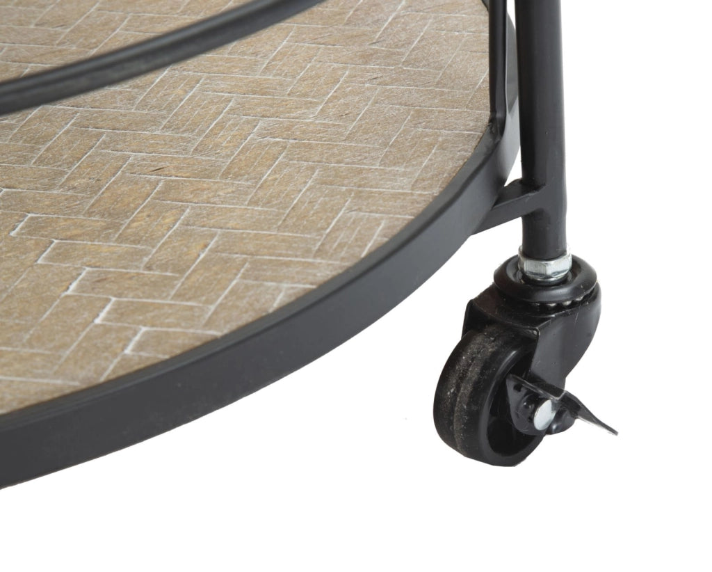Carrello porta oggetti per interni, metallo e legno 40x41,5x82cm nero e marrone Arex