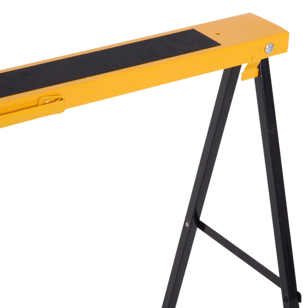 Set 2 Cavalletti da Lavoro Pieghevoli max 250Kg in Acciaio 99,5x50x76 cm  Neri e Gialli