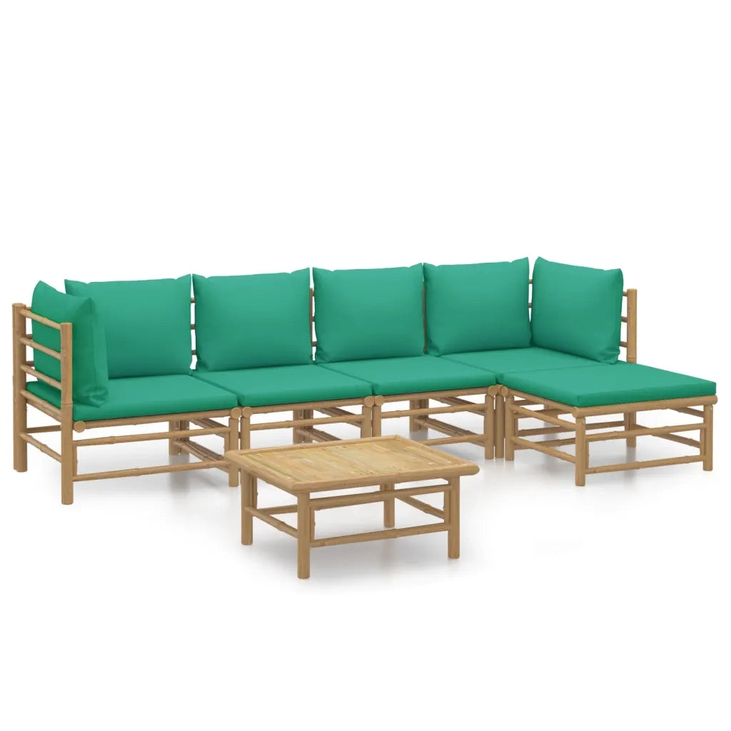 Set Salotto da Giardino 6pz con Cuscini Verdi BambÃ¹cod mxl 101231
