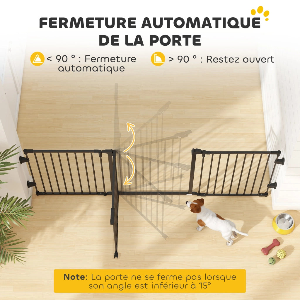 Barriera di sicurezza per cani pieghevole con porta ¨C zephmum ¨C nero 202.5x76 cm