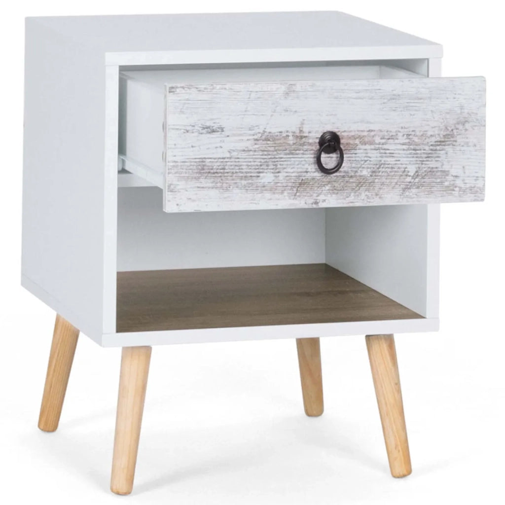 IDMarket - Set di 2 comodini scandinavi a 1 cassetto BAHIA