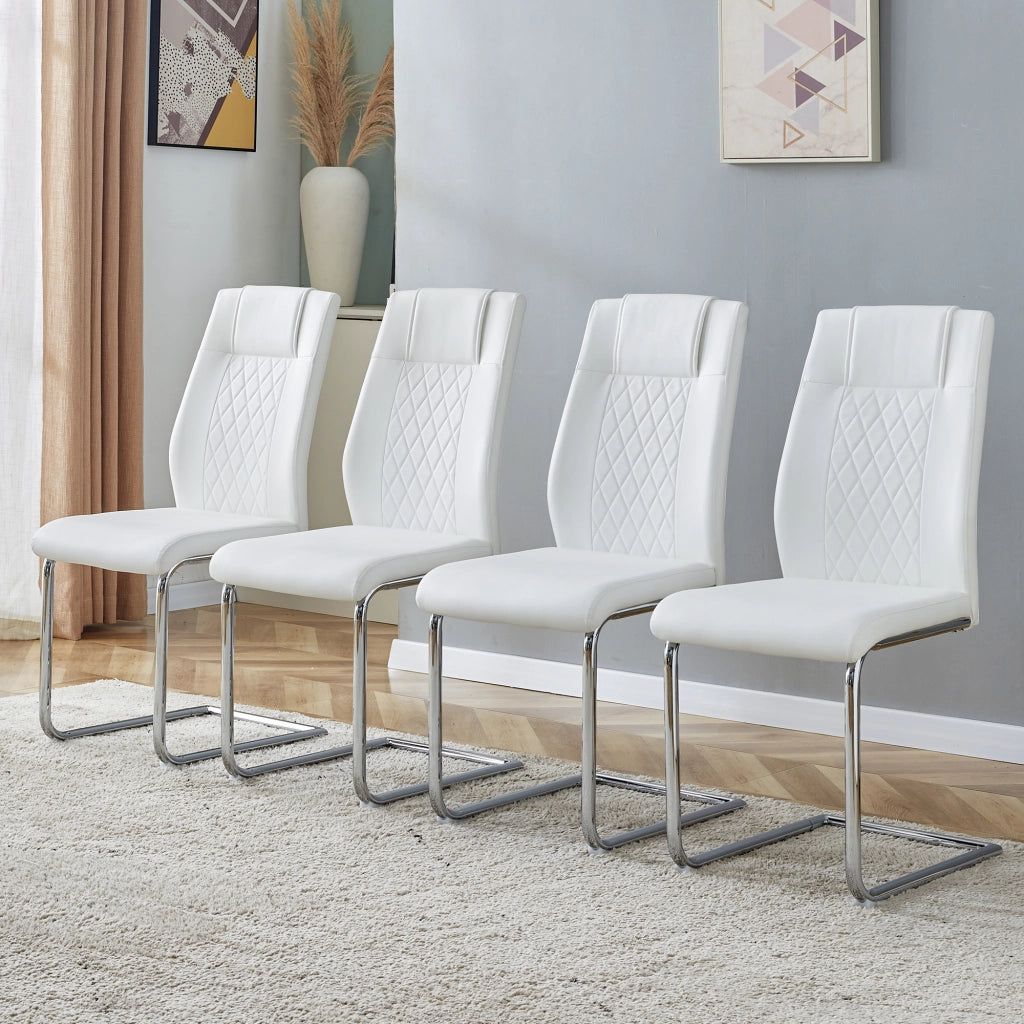 Sedie da Pranzo Scandinave ¨C MINIMAL ¨C Bianche, Gambe in Metallo, Set 4 Pezzi
