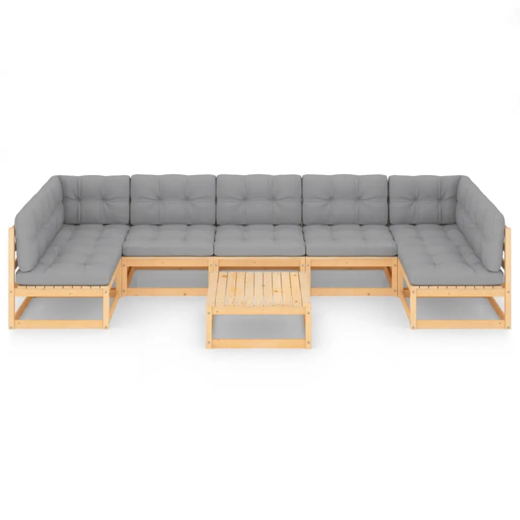 Set Salotto Giardino 8 pz Cuscini Antracite Legno Massello Pino 3077189