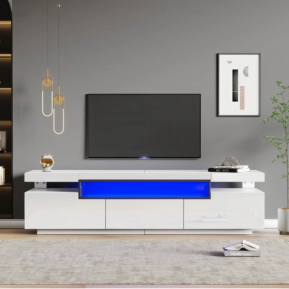 Mobile TV con LED 16 Colori e 3 Cassetti ¨C Xylo ¨C Bianco Lucido 160x39x42 cm