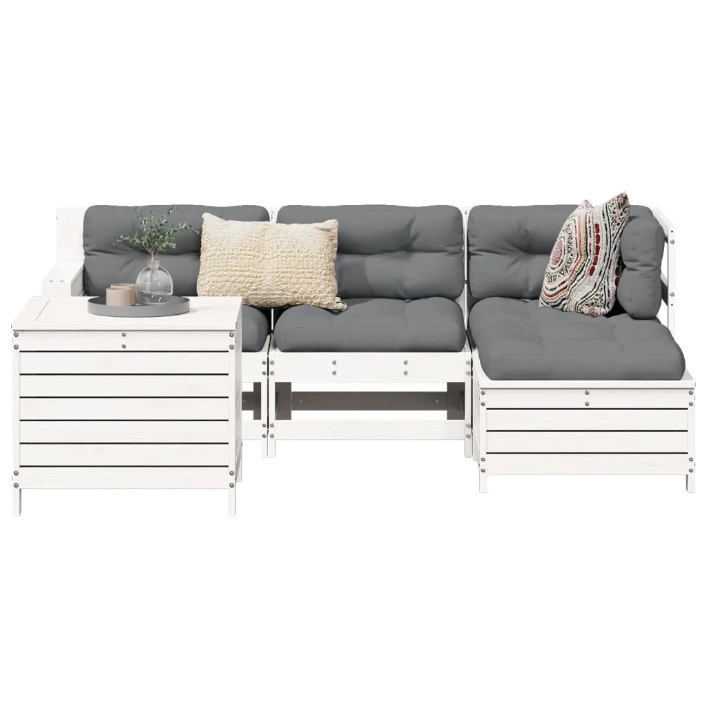 Set Salotto da Giardino 5 pz Bianco in Legno Massello di Pino 3250485