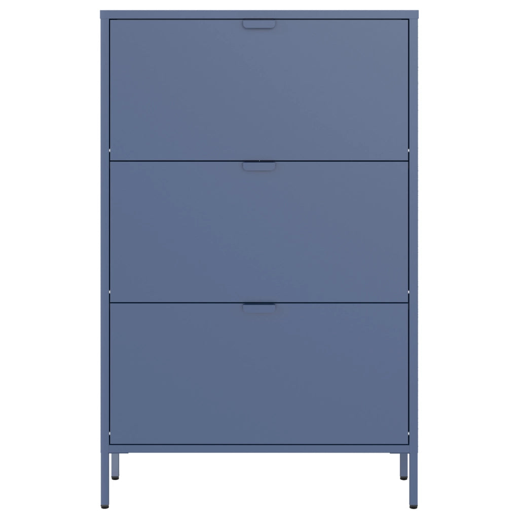 Scarpiera MARION a 3 ante in metallo grigio-blu