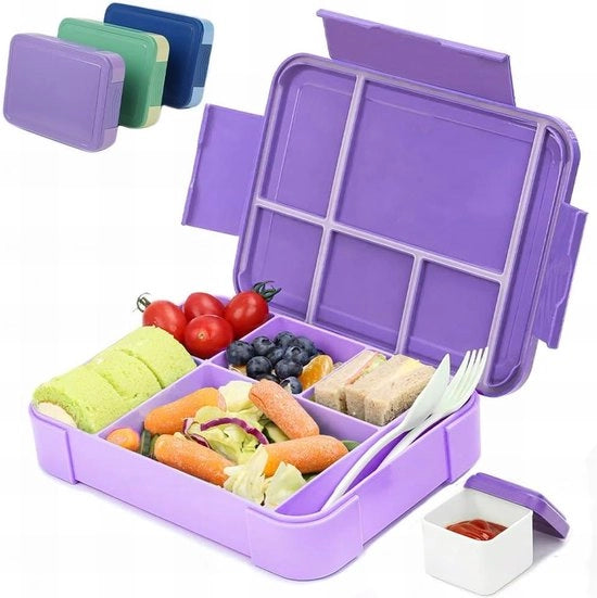 Tazza per cibi con contenitori 1330 ml box pranzo bento box senza liquidi con 6 contenitori e set di posate - box pranzo per bambini, box colazione per ragazze e ragazzi