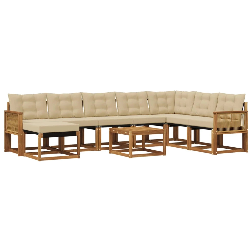 Set di divani da esterno 9 pz Naturale e Beige 3382165