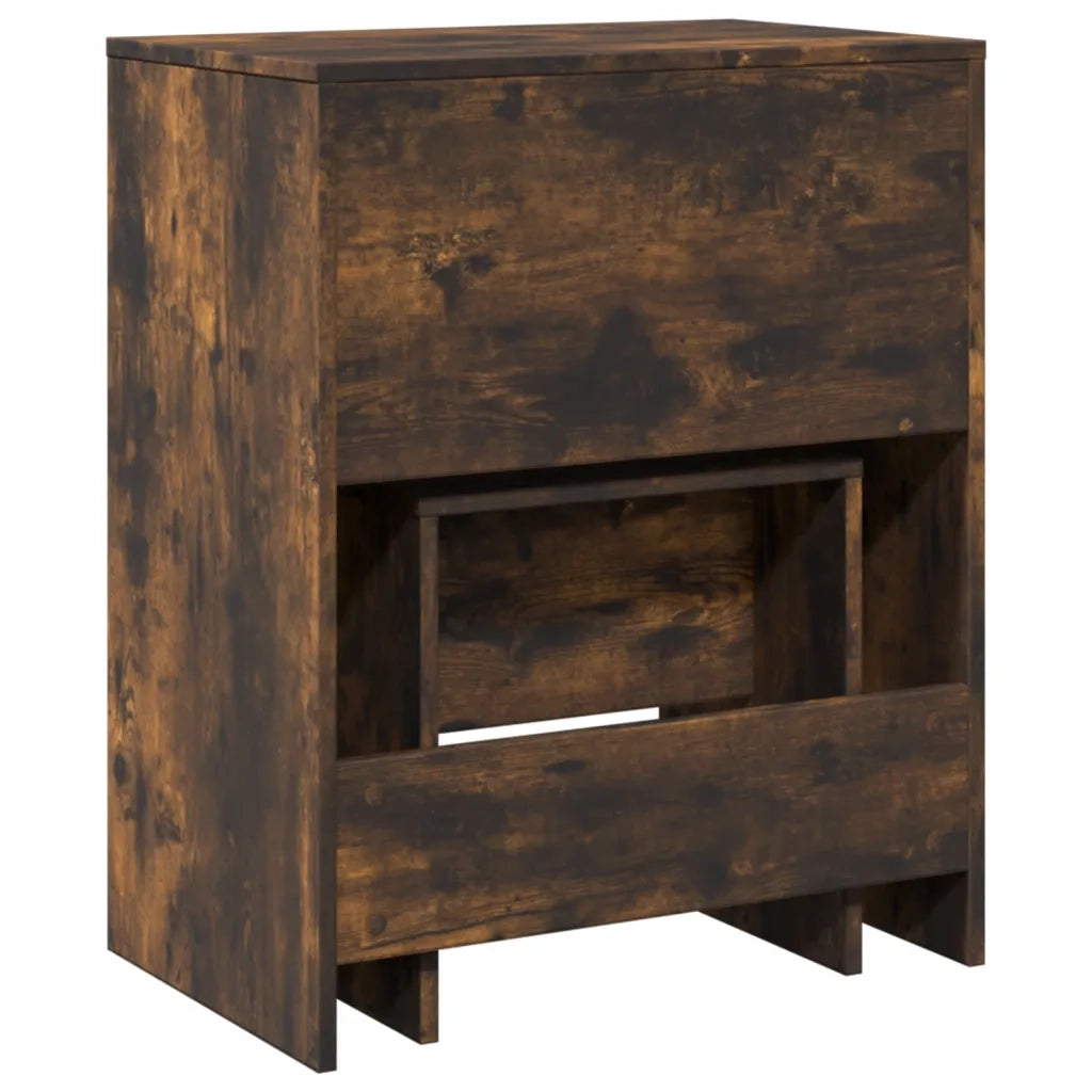 Toeletta | Tavolo da Trucco e Sgabello Rovere Fumo 60x40x113,5 cm