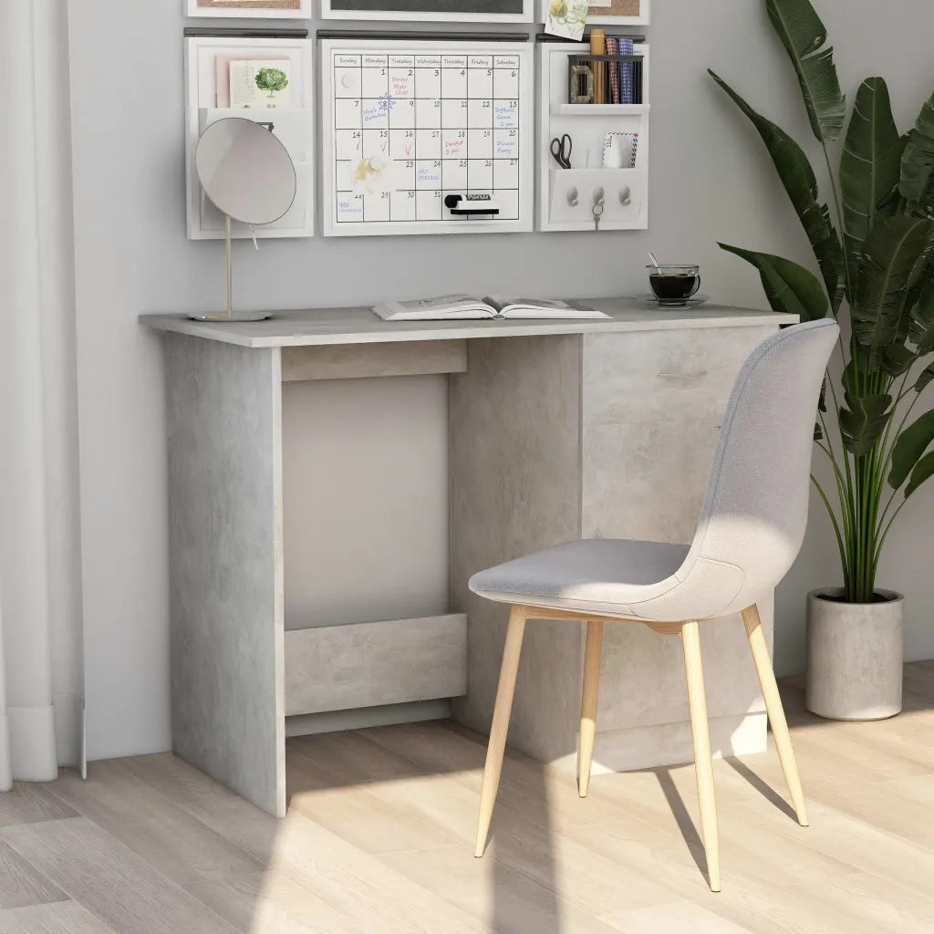 Scrivania | Tavolo da Ufficio Grigio Cemento 100x50x76 cm in Legno Multistrato
