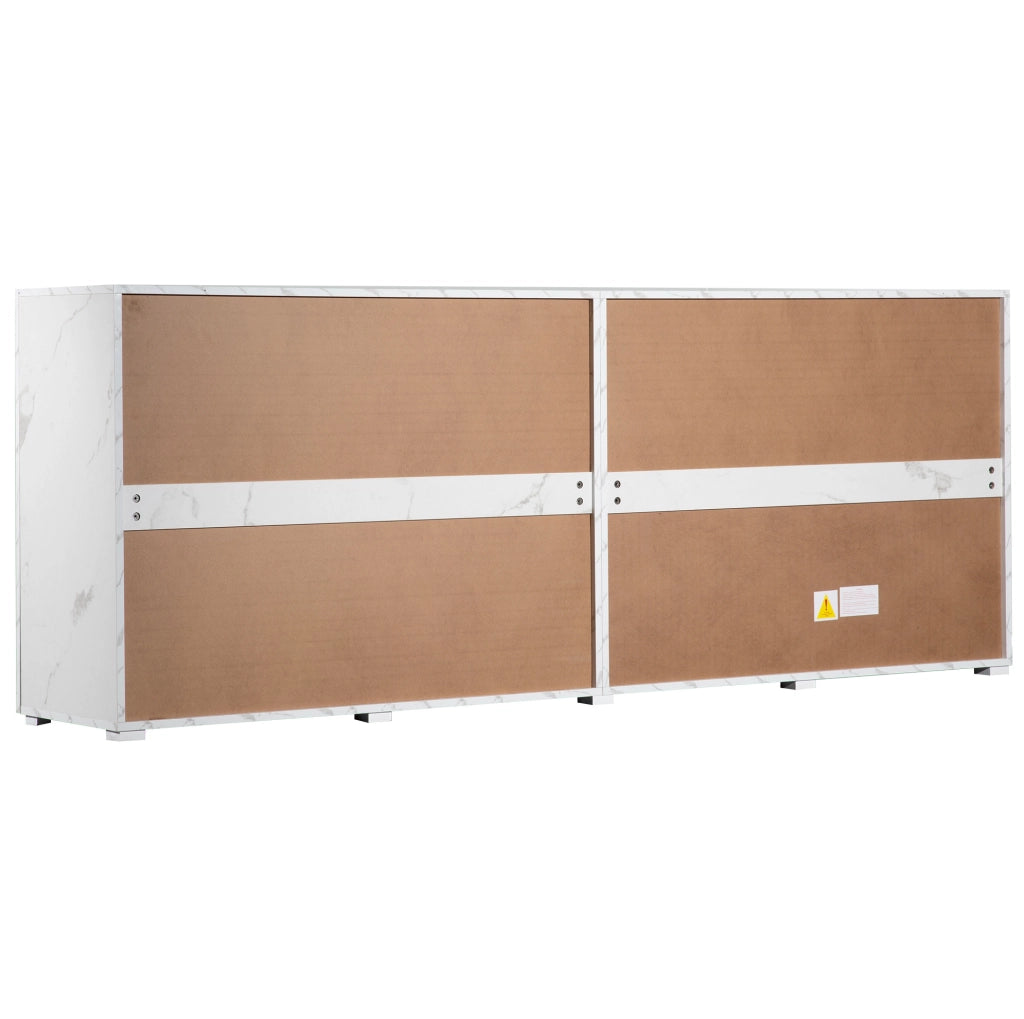 Sideboard bianco e marrone 208 x 39,5 x 80 cm con 4 porte e 2 cassetti in truciolato e PVC