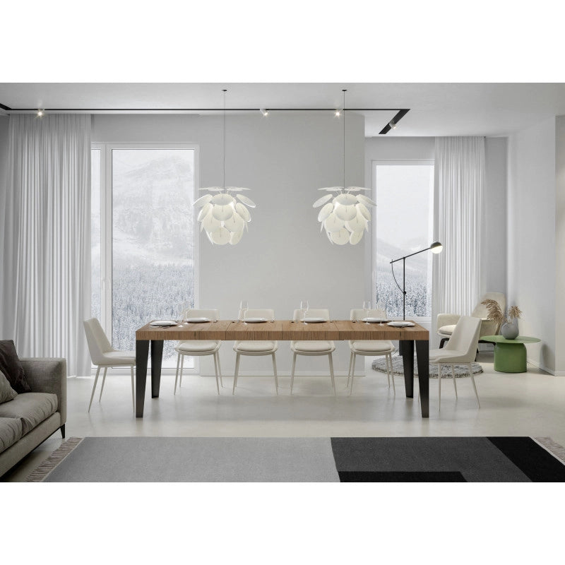 Tavolo allungabile 160/420x90 cm Flame Premium telaio Antracite - Quercia Natura