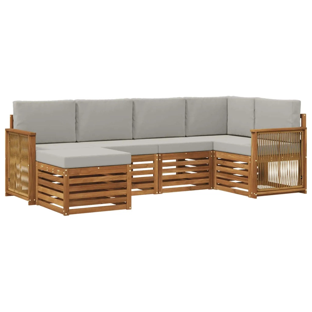 Set divano sezionale con cuscino 5 pcs Naturale e Grigio Chiaro
