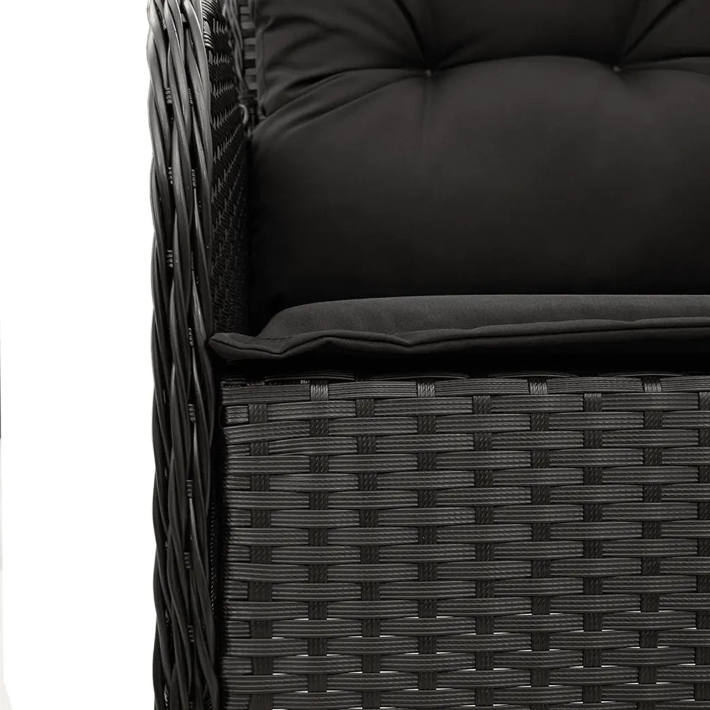 Set da Pranzo da Giardino 7 pz Nero con Cuscini in Polyrattan 3211852