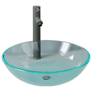 Lavabo da bagno diametro 42 cm con rubinetto e scarico a pulsante vetro temperato 02_0002847