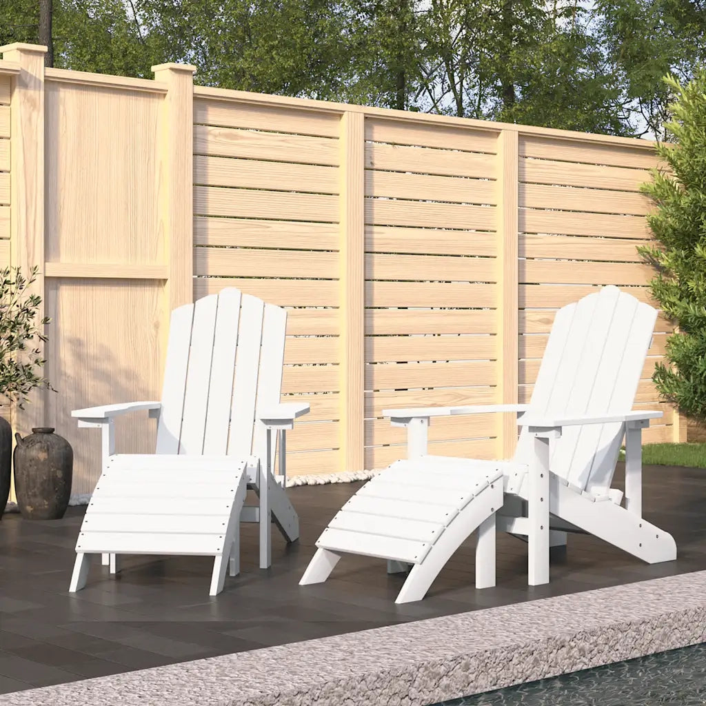 Sedie da Giardino Adirondack 2 pz con Poggiapiedi HDPE Bianco cod mxl 74454
