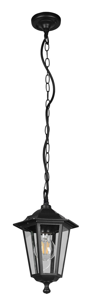 Lampada a Sospensione da Esterno Attacco E27 in Alluminio Nero Opaco