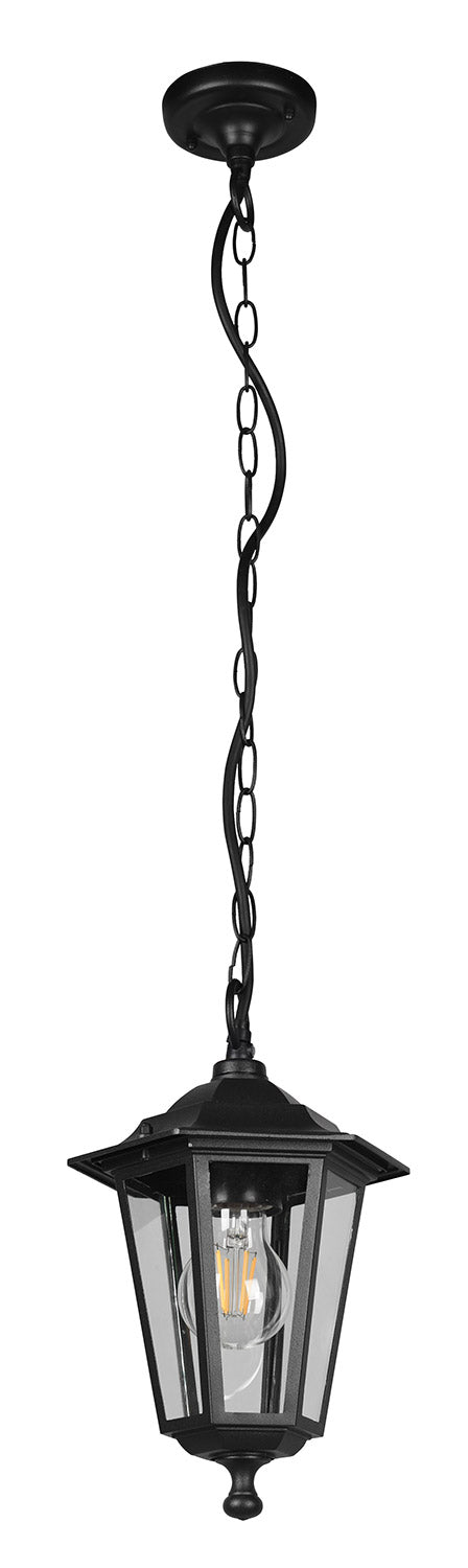 Lampada a Sospensione da Esterno Attacco E27 in Alluminio Nero Opaco