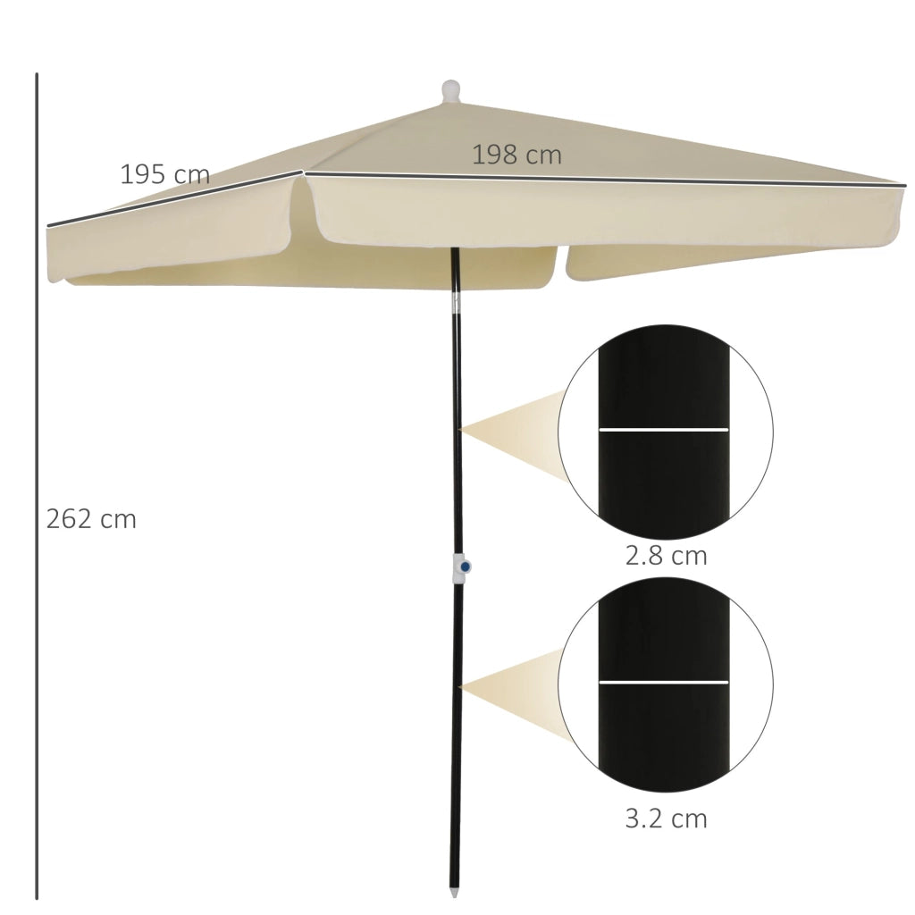 Ombrellone da Giardino 2x2 m Palo Ø28 mm in Matallo e Poliestere Bianco Crema
