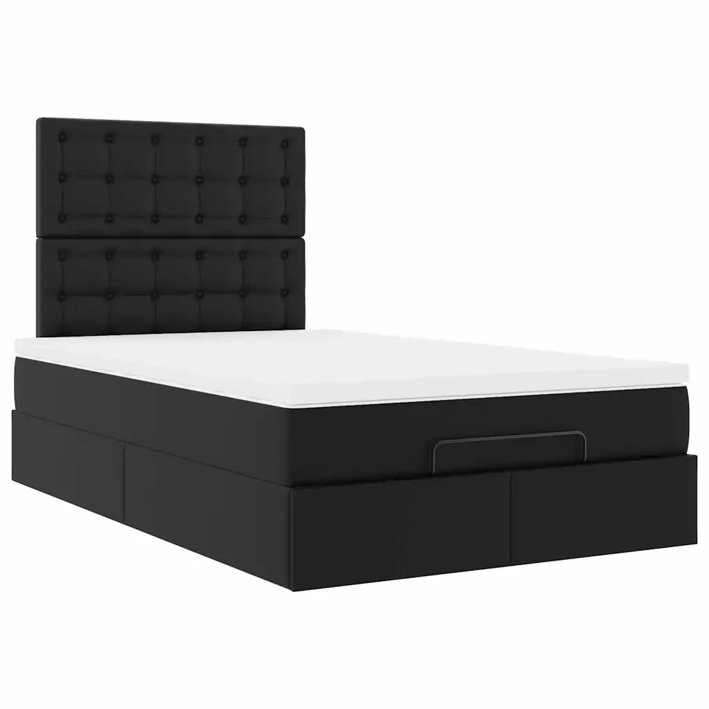 Struttura Letto Pouf con Materasso Nero 120x200 cm Similpelle 3313845