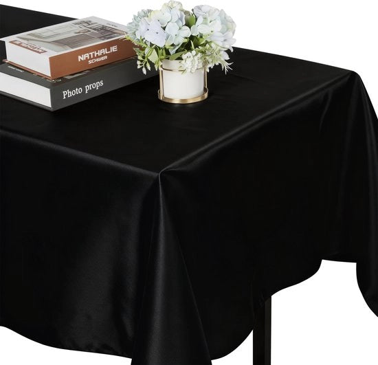 Tavolo quadrato con tovaglia in seta - 2 pezzi - 145 cm x 320 cm Tavolo quadrato con tovaglia in poliestere - Molto morbido e senza pieghe - Tessuto liscio - Lavabile - Adatto per matrimoni, ricevimenti e banchetti