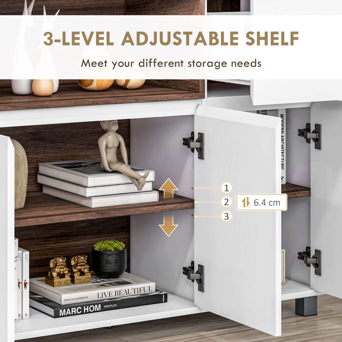 Easycomfort Credenza Moderna da Cucina in Legno con Armadietti, Cassetto e Vano Aperto, 105x39x83cm, Bianco