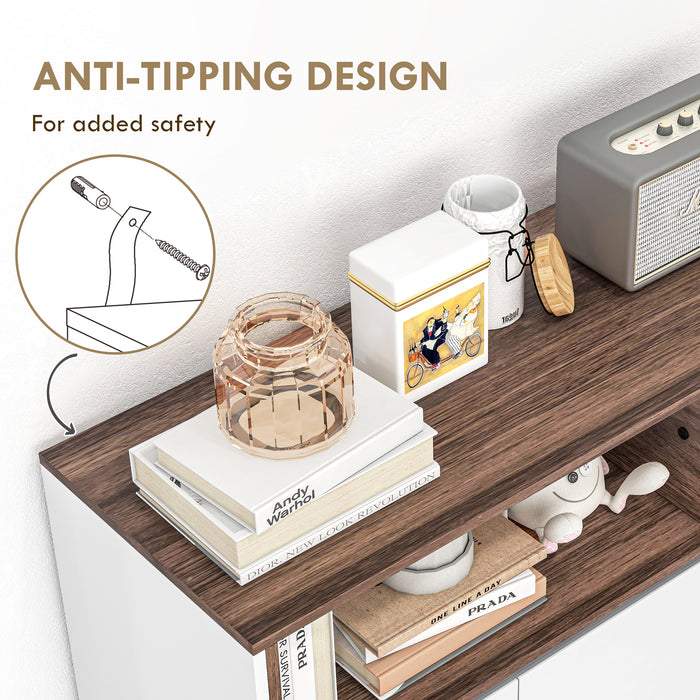 Easycomfort Credenza Moderna da Cucina in Legno con Armadietti, Cassetto e Vano Aperto, 105x39x83cm, Bianco