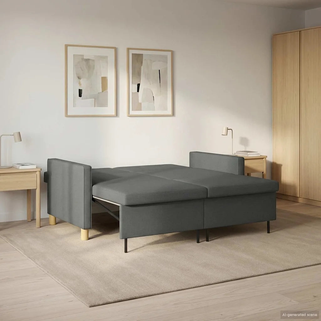Divano Letto Estraibile Grigio Scuro Tessuto 42033339